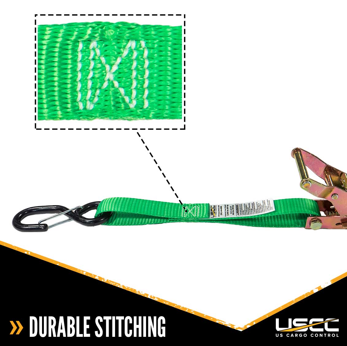 1" x 15' Green Ratchet Strap w/ S-Hook and Keeper