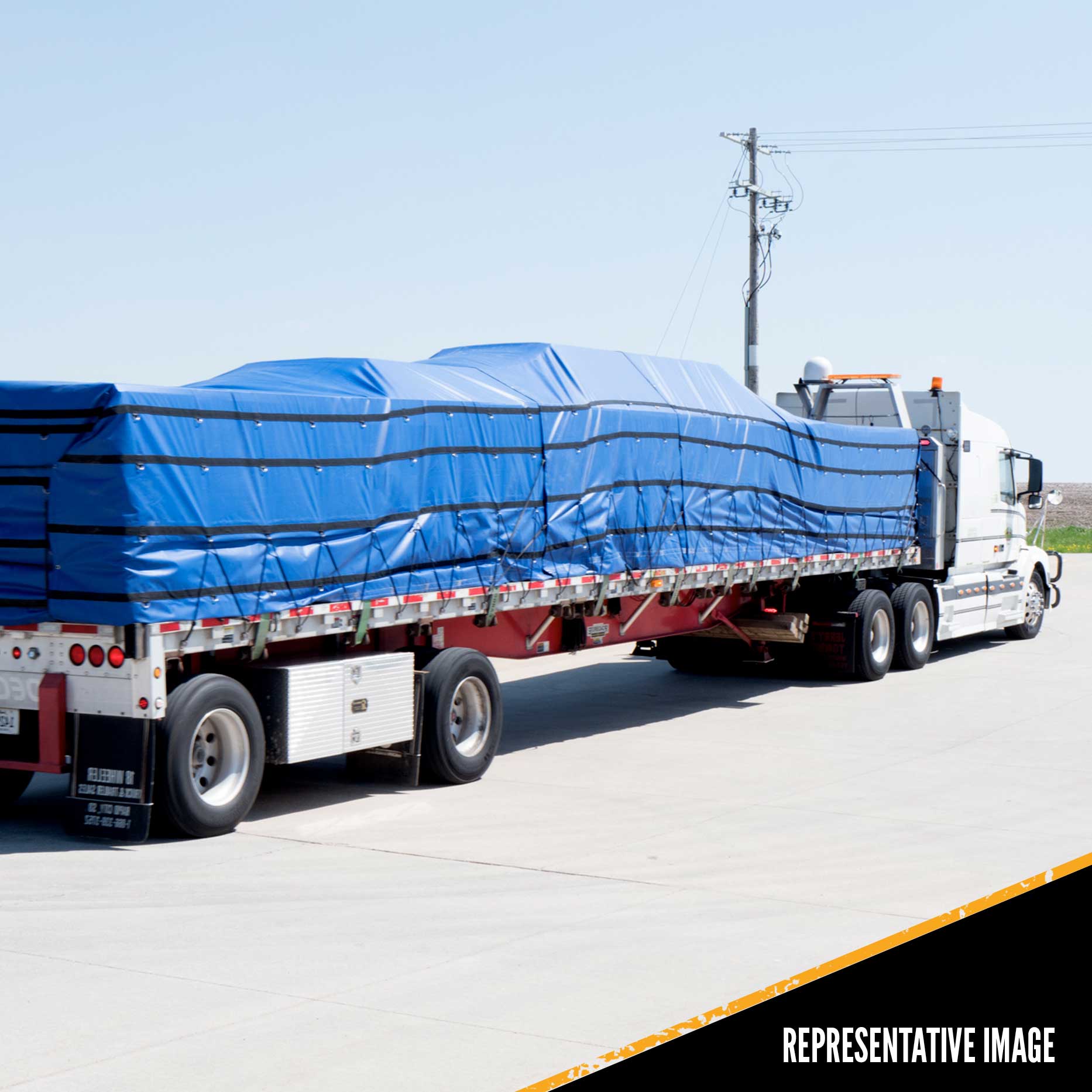 Heavy Duty Lumber Tarp 24 foot x 28 foot (8 foot Drop & Flap) 18 oz Blue Tarp image 9 of 9
