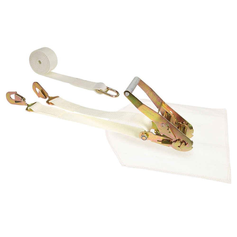 2' x 15' Corner Tent Strap w/ Cover, Double D-Rings & Twisted Snap Hook