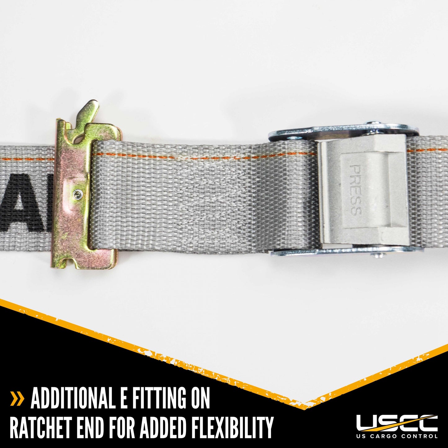 2 inch x 16 foot Gray ETrack Cam Strap w DoubleFitted End image 5 of 9