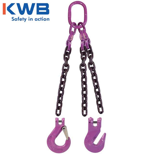 34 inch x 12 foot 3 Leg Chain Sling w Grab Hooks Grade 100 image 3 of 3
