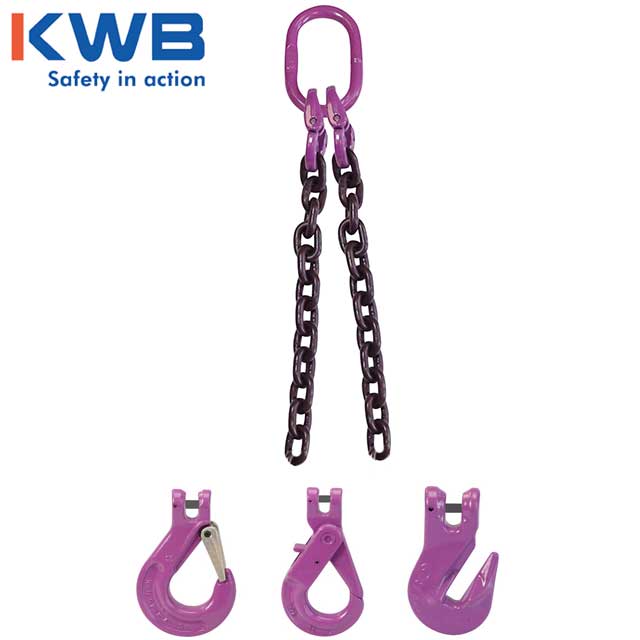 58 inch x 12 foot 2 Leg Chain Sling w Grab Hooks Grade 100 image 3 of 3