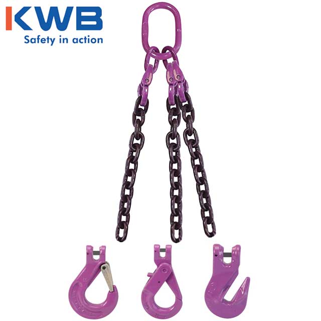 58 inch x 12 foot 3 Leg Chain Sling w Grab Hooks Grade 100 image 3 of 3