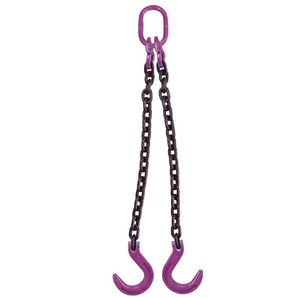 38 inch x 8 foot 2 Leg Chain Sling w Foundry Hooks Grade 100 image 1 of 3