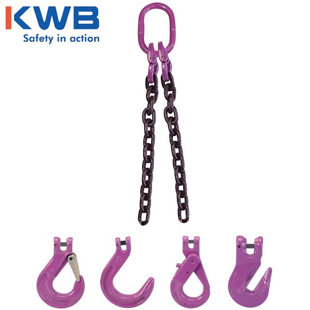 12 inch x 8 foot 2 Leg Chain Sling w Foundry Hooks Grade 100 image 3 of 3