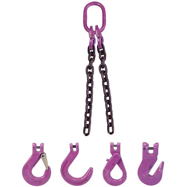 12 inch x 6 foot 2 Leg Chain Sling w Sling Hooks Grade 100 image 3 of 3
