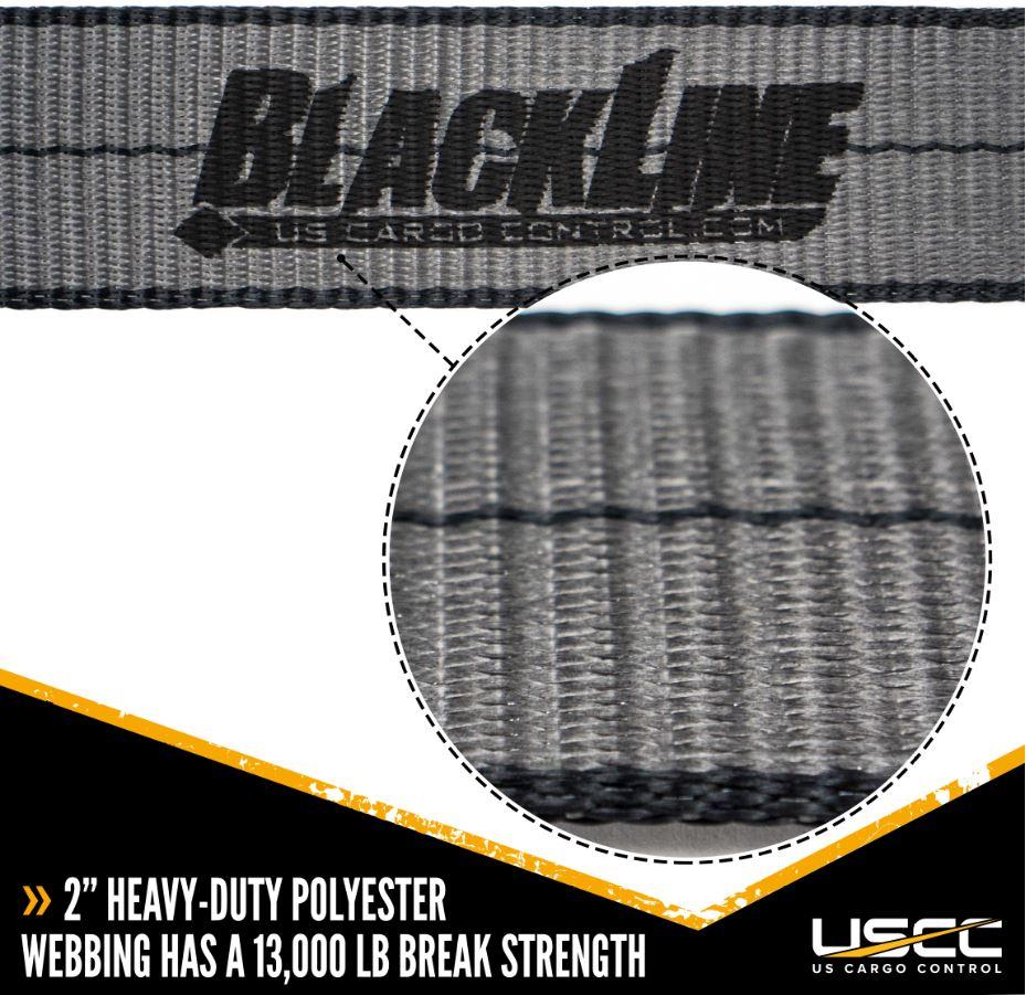 Blackline 2" x 27' Ratchet Strap w/ Flat Hooks