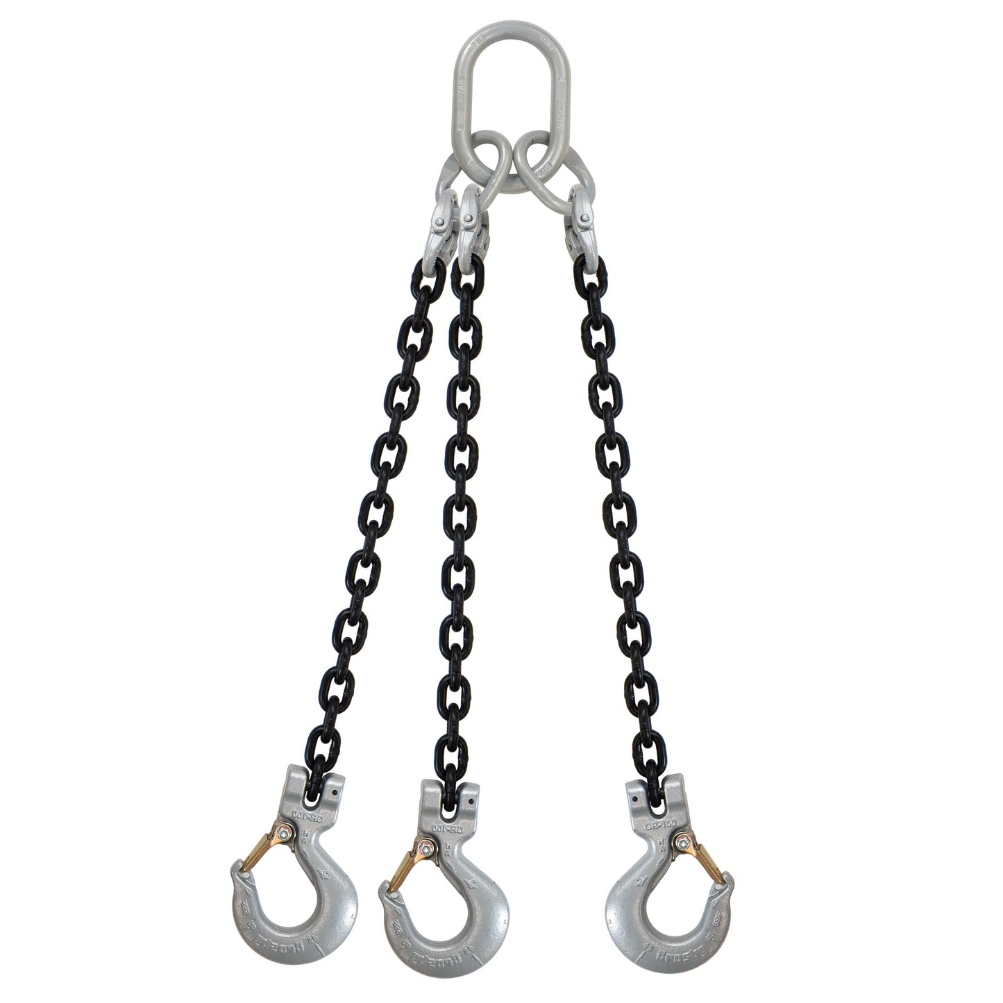34 inch x 12 foot Crosby 3 Leg Chain Sling w Sling Hooks Grade 100 image 1 of 2