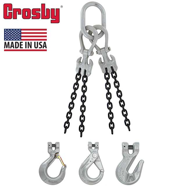 58 inch x 5 foot Crosby Adjustable 4 Leg Chain Sling w Sling Hooks Grade 100 image 2 of 2
