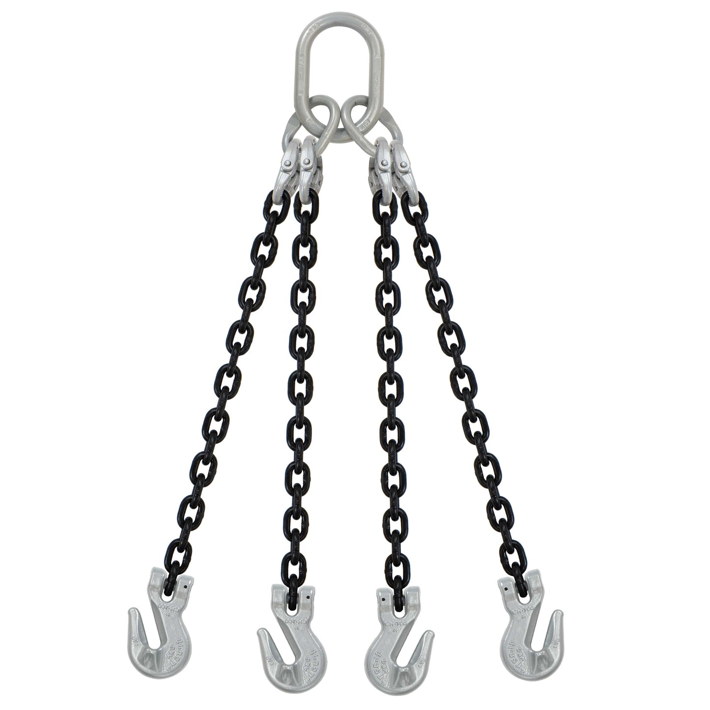 12 inch x 6 foot Crosby 4 Leg Chain Sling w Grab Hooks Grade 100 image 1 of 2