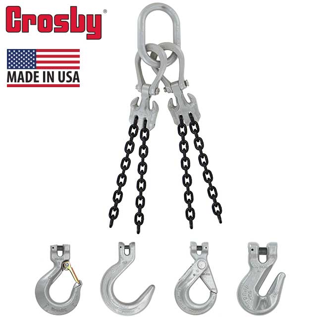 12 inch x 5 foot Crosby Adjustable 4 Leg Chain Sling w Sling Hooks Grade 100 image 2 of 2