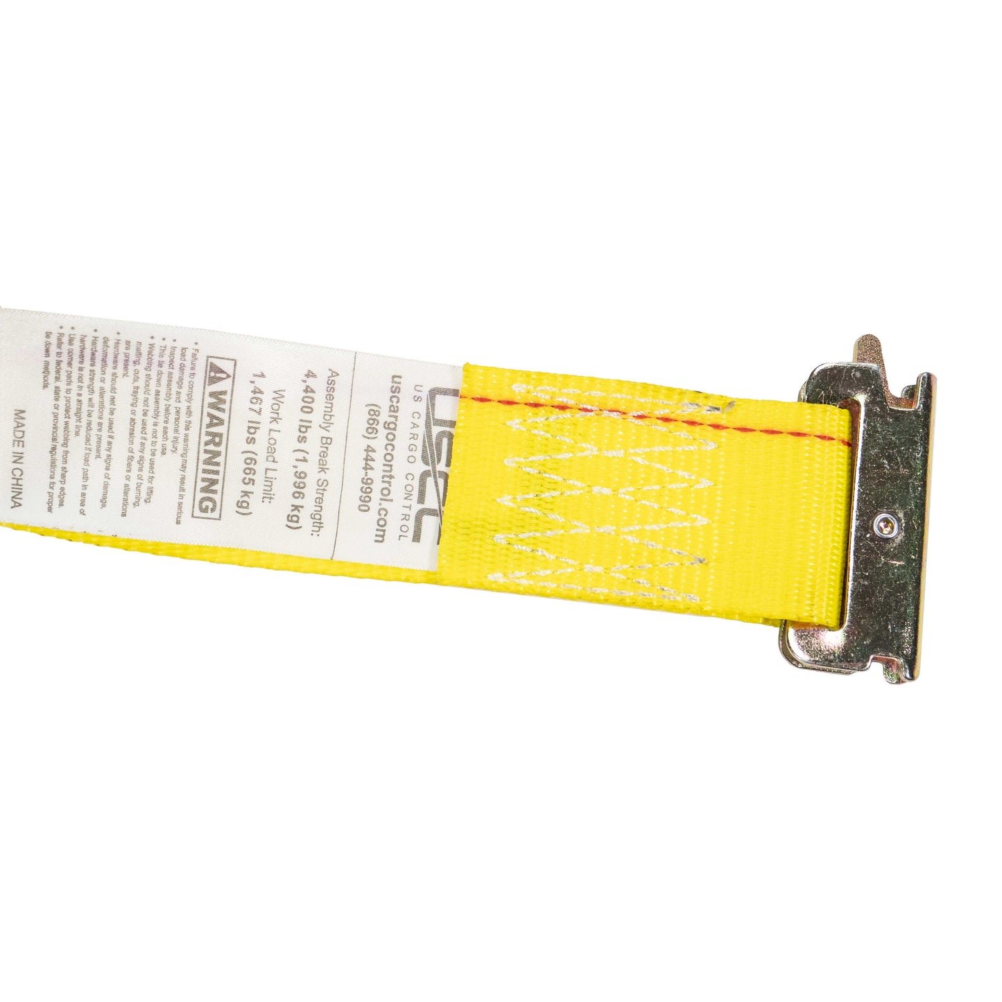 2 inch x 12 foot Yellow Sliding E Track Ratchet Strap w Spring EFittings image 3 of 9