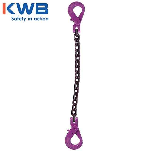 12 inch x 5 foot Single Leg Chain Sling w SelfLocking & SelfLocking Hooks Grade 100 image 2 of 2