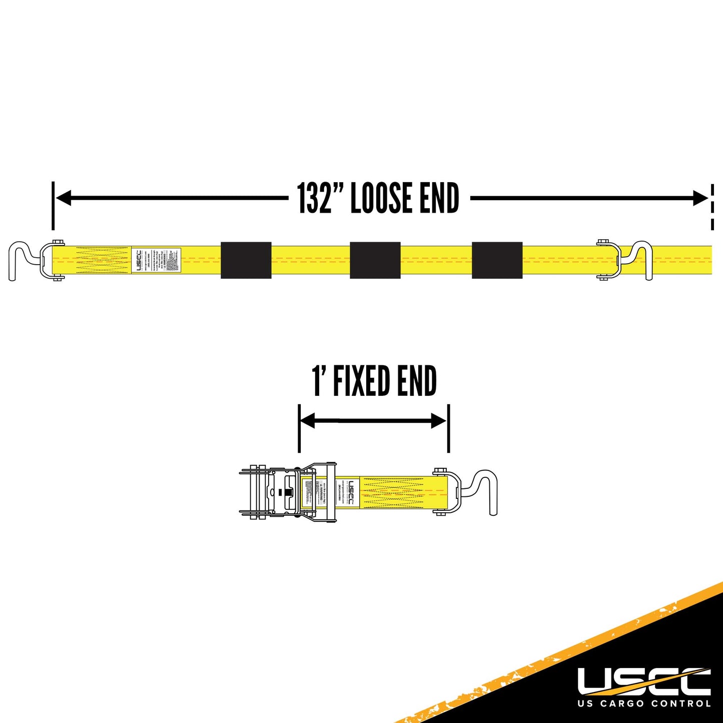 Wheel Strap with 3 Swivel J Hooks w 90 degree hook angle Ratchet and 3 Adjustable Rubber Cleats image 7 of 10
