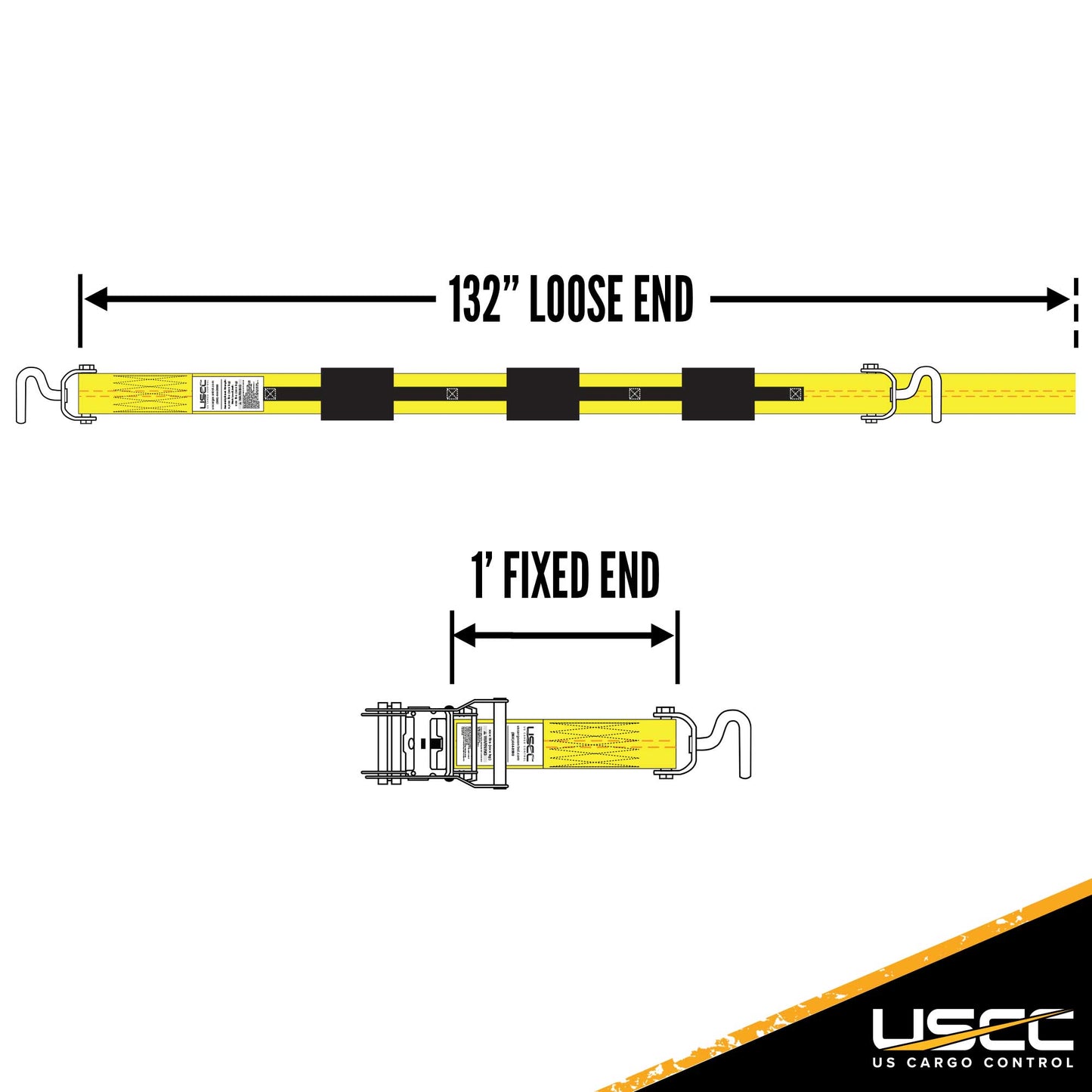 Wheel Strap with 3 Swivel J Hooks with 90 degree hook angle Ratchet and 3 Fixed Rubber Cleats image 6 of 9