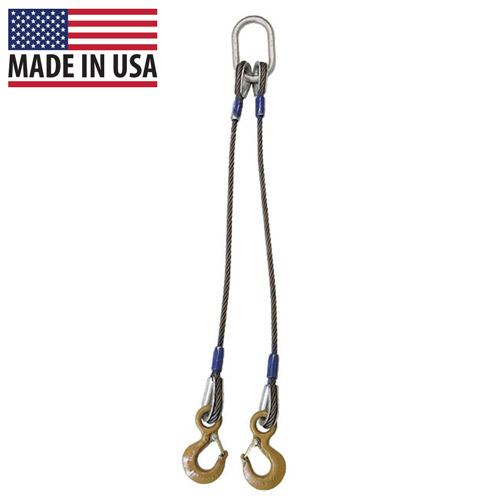 Wire Rope Sling 2 Leg Bridle w Eye Hooks 34 inch x 5 foot Domestic image 6 of 6