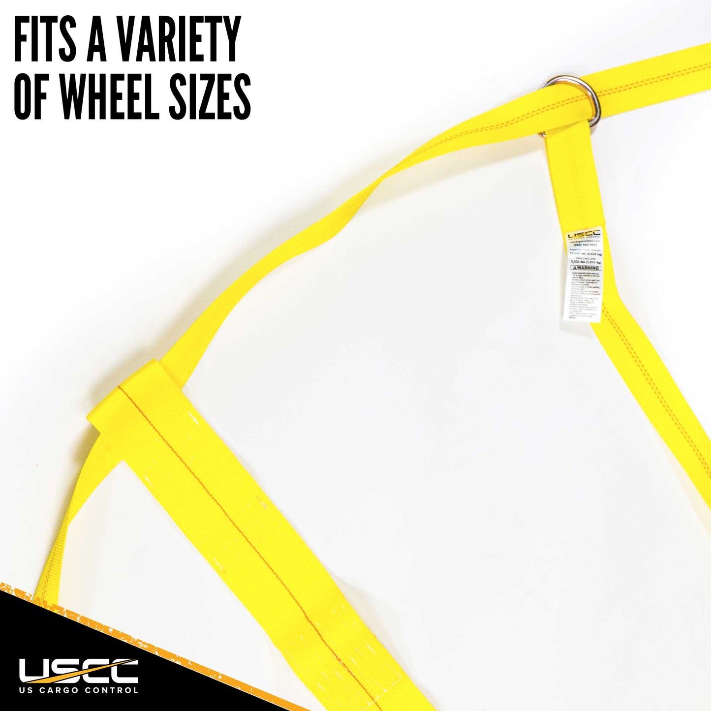 Yellow Adjustable Tow Dolly Strap with 4 Top Strap and Flat Hook image 7 of 7