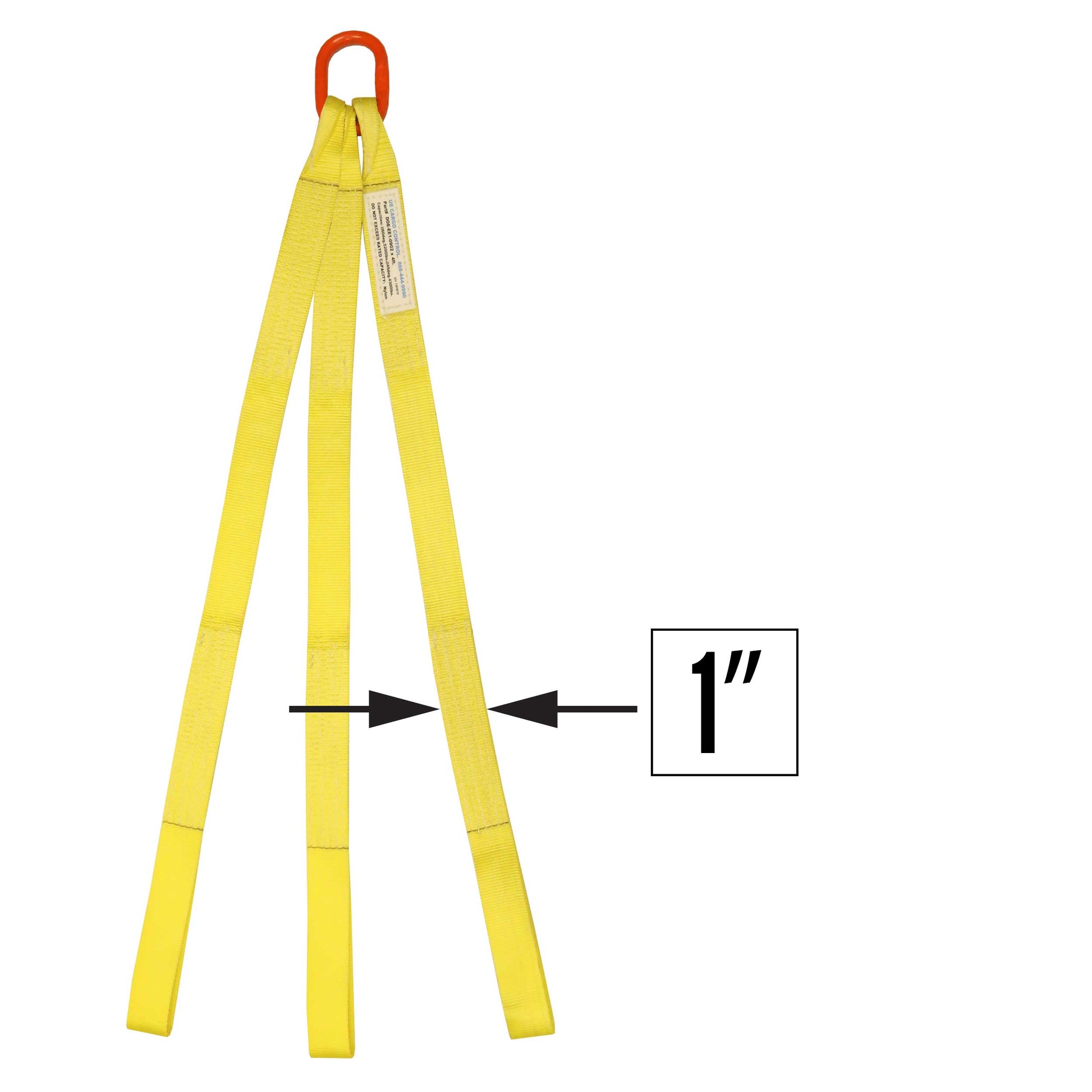 1 inchx7 foot (2 ply) Triple Leg Nylon Sling w Master Link & Sewn Loop image 2 of 2