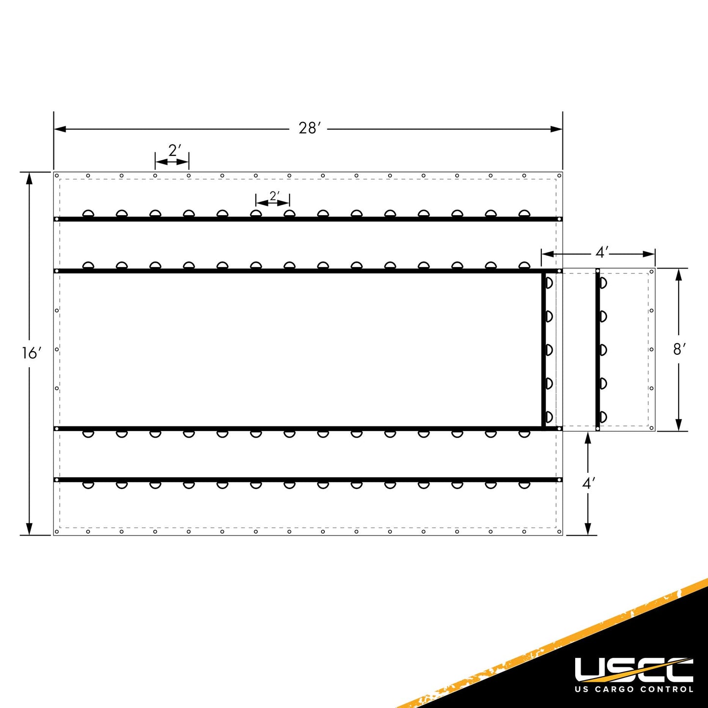 Heavy Duty Lumber Tarp 16 foot x 28 foot (4 foot Drop & Flap) 18 oz Red Tarp image 4 of 9