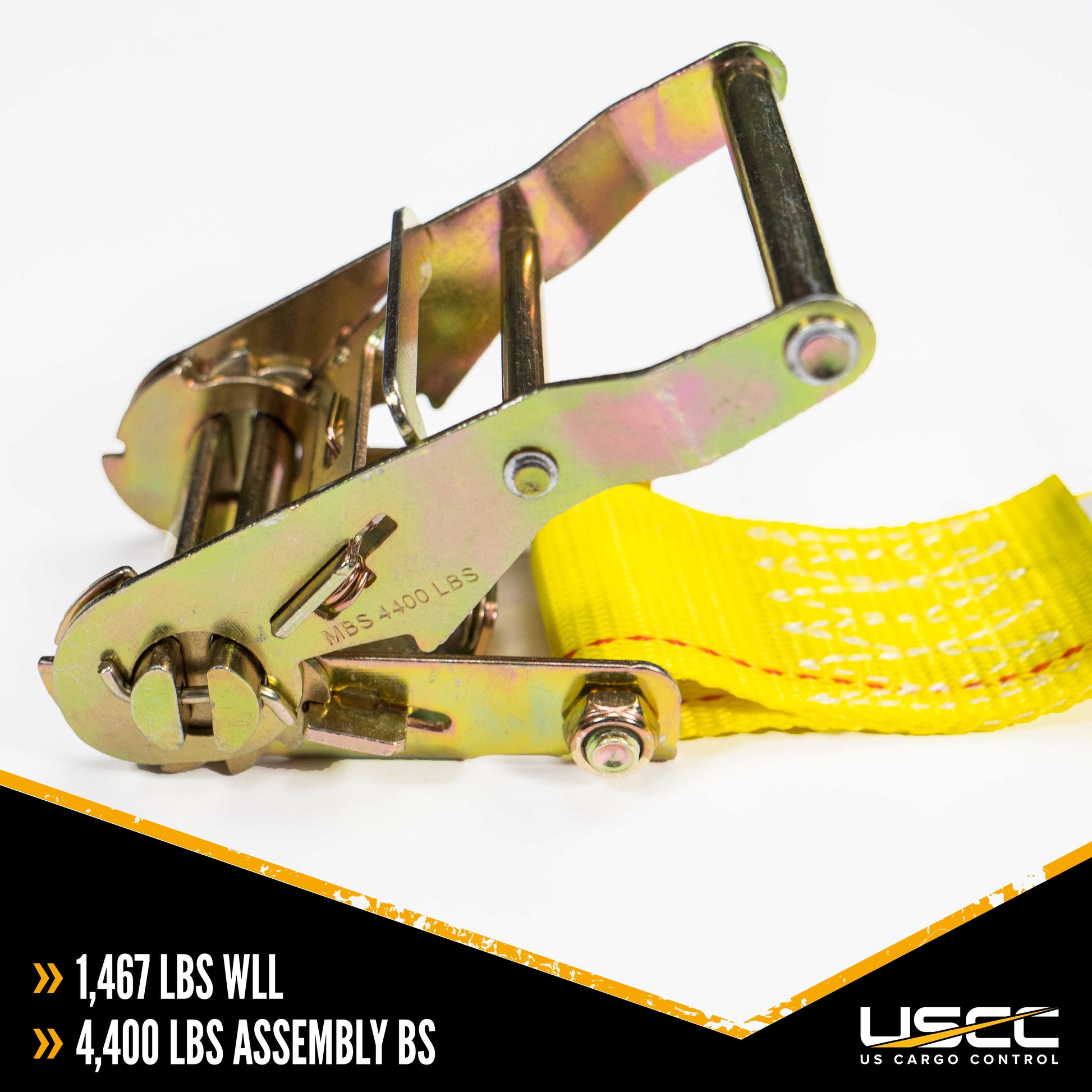 2 inch x 12 foot Yellow ETrack Ratchet Strap wDoubleFitted End image 3 of 10