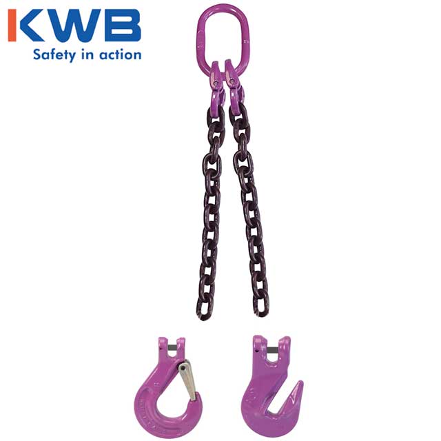 34 inch x 12 foot 2 Leg Chain Sling w Grab Hooks Grade 100 image 3 of 3