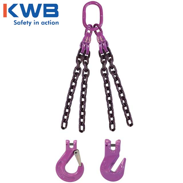 34 inch x 6 foot 4 Leg Chain Sling w Sling Hooks Grade 100 image 3 of 3