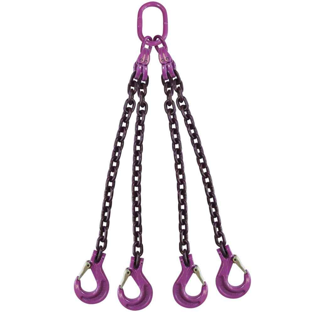 38 inch x 12 foot 4 Leg Chain Sling w Sling Hooks Grade 100 image 1 of 2