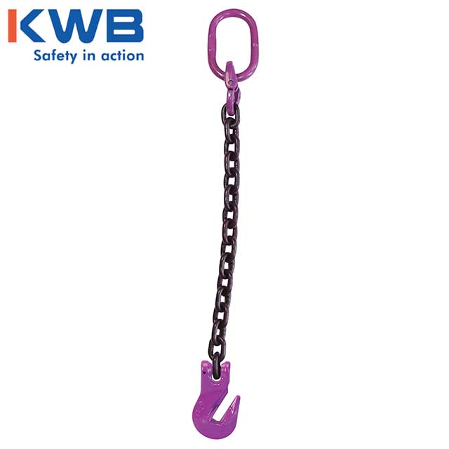 12 inch x 6 foot Single Leg Chain Sling w Grab Hook Grade 100 image 3 of 3