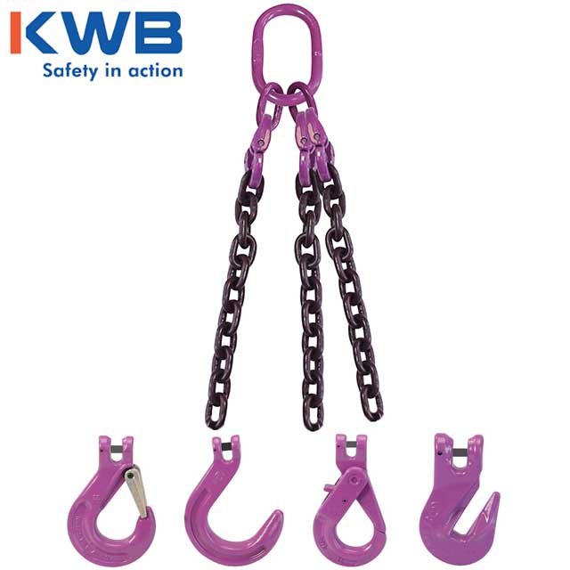 516 inch x 12 foot 3 Leg Chain Sling w Foundry Hooks Grade 100 image 3 of 3
