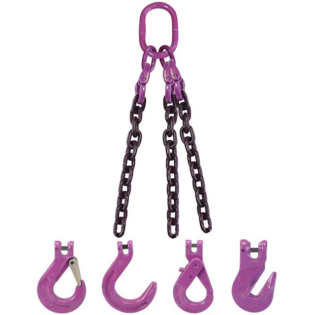 12 inch x 8 foot 3 Leg Chain Sling w Grab Hooks Grade 100 image 3 of 3
