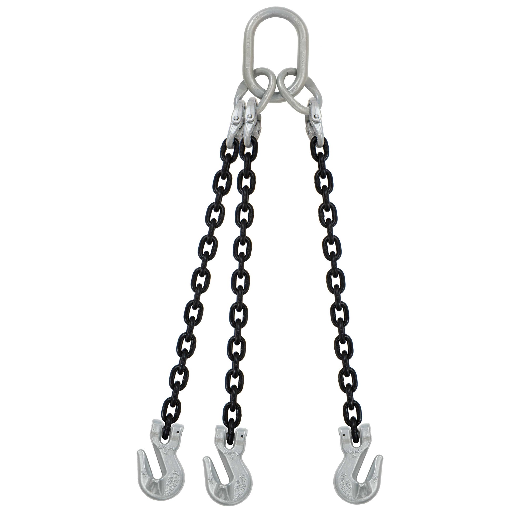 34 inch x 6 foot Crosby 3 Leg Chain Sling w Grab Hooks Grade 100 image 1 of 2