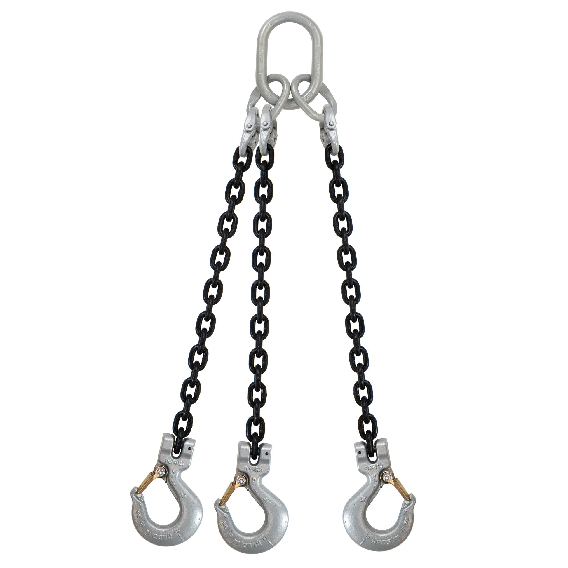 34 inch x 12 foot Crosby 3 Leg Chain Sling w Sling Hooks Grade 100 image 1 of 2