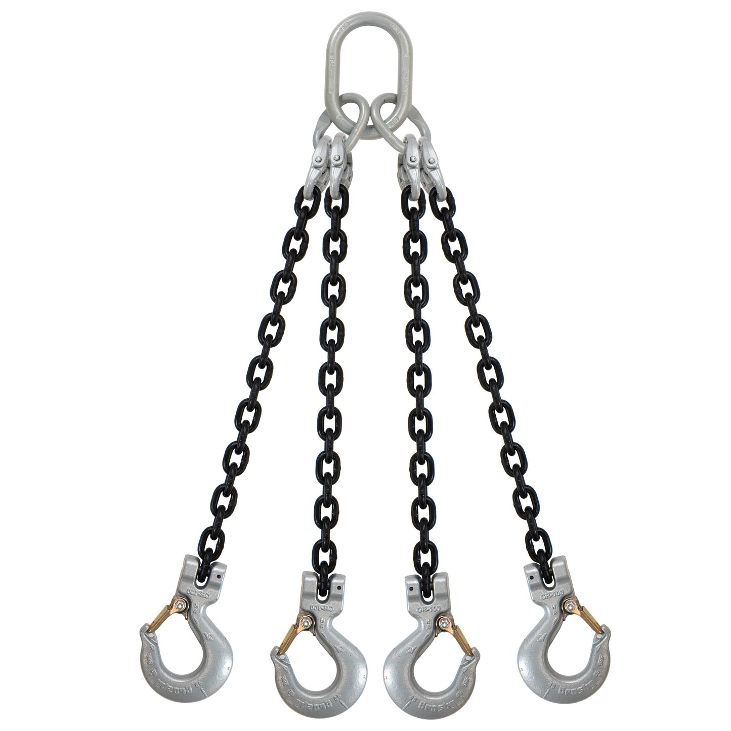 58 inch x 12 foot Crosby 4 Leg Chain Sling w Sling Hooks Grade 100 image 1 of 2