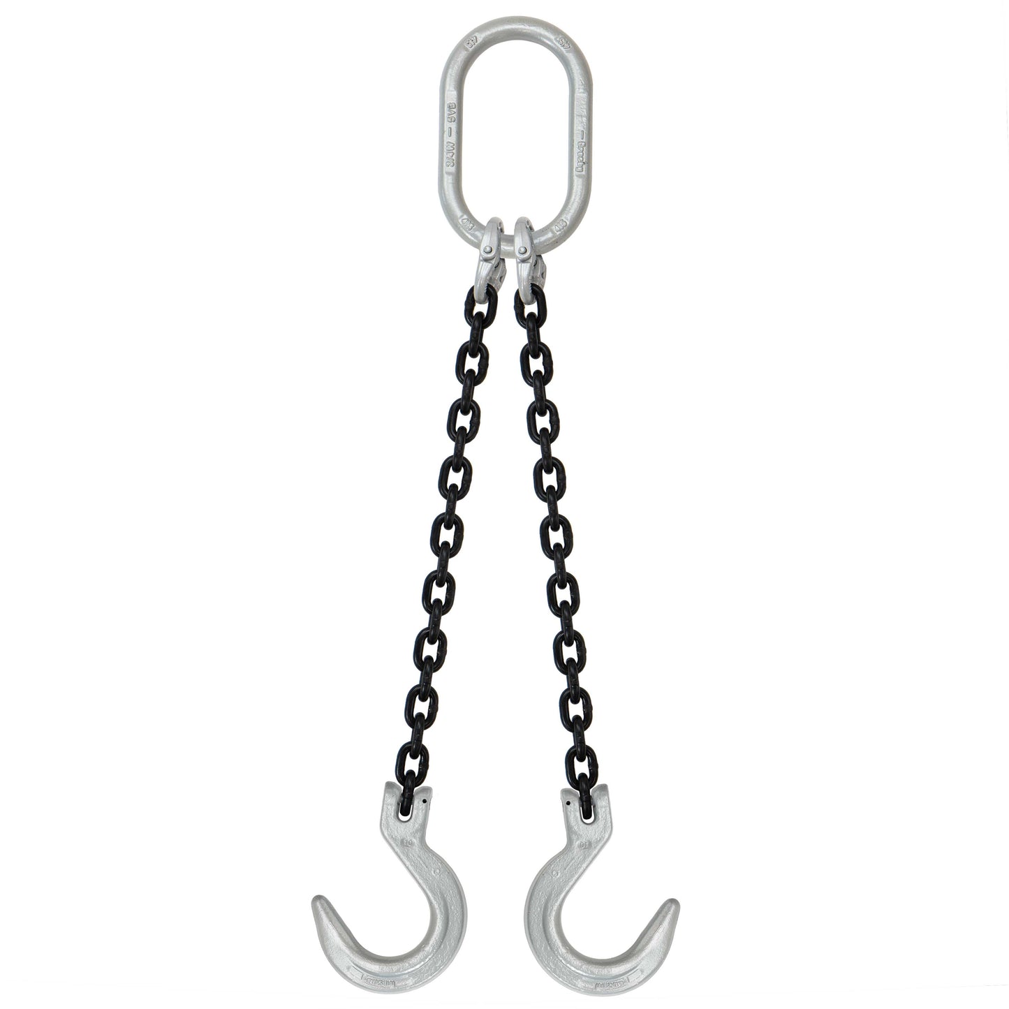 12 inch x 8 foot Crosby 2 Leg Chain Sling w Foundry Hooks Grade 100 image 1 of 2