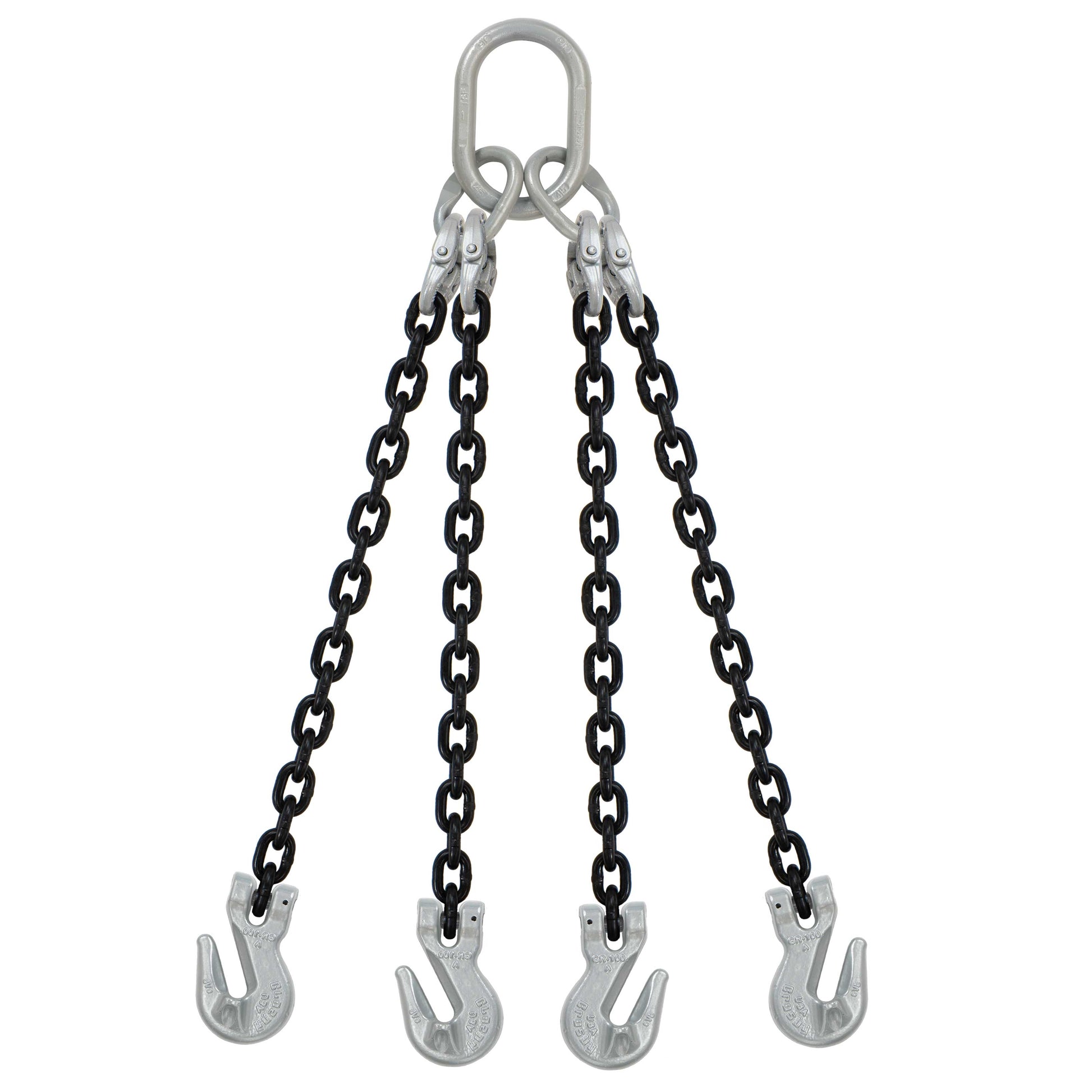 12 inch x 6 foot Crosby 4 Leg Chain Sling w Grab Hooks Grade 100 image 1 of 2