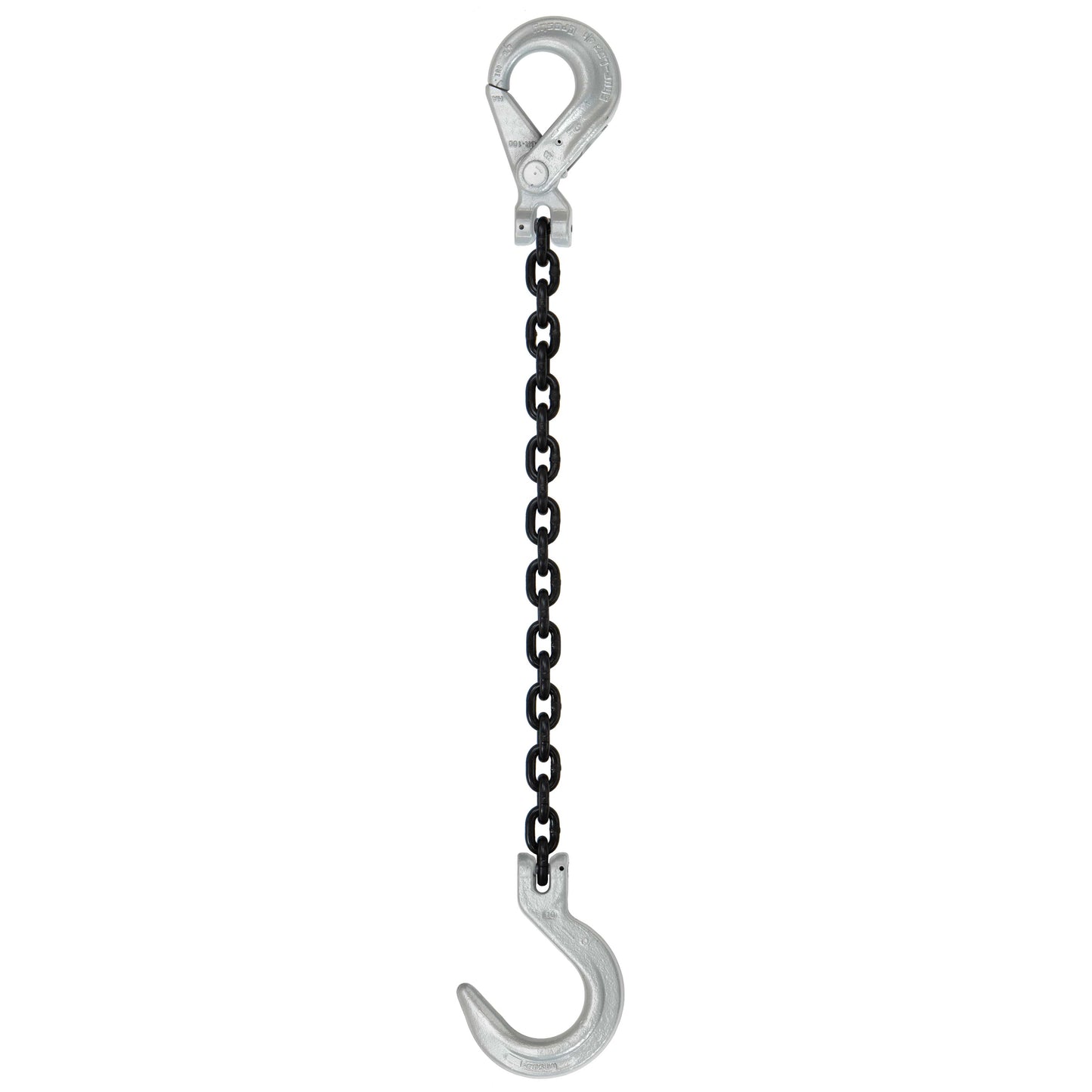 12 inch x 8 foot Crosby Single Leg Chain Sling w SelfLocking Foundry Hooks Grade 100 image 1 of 2