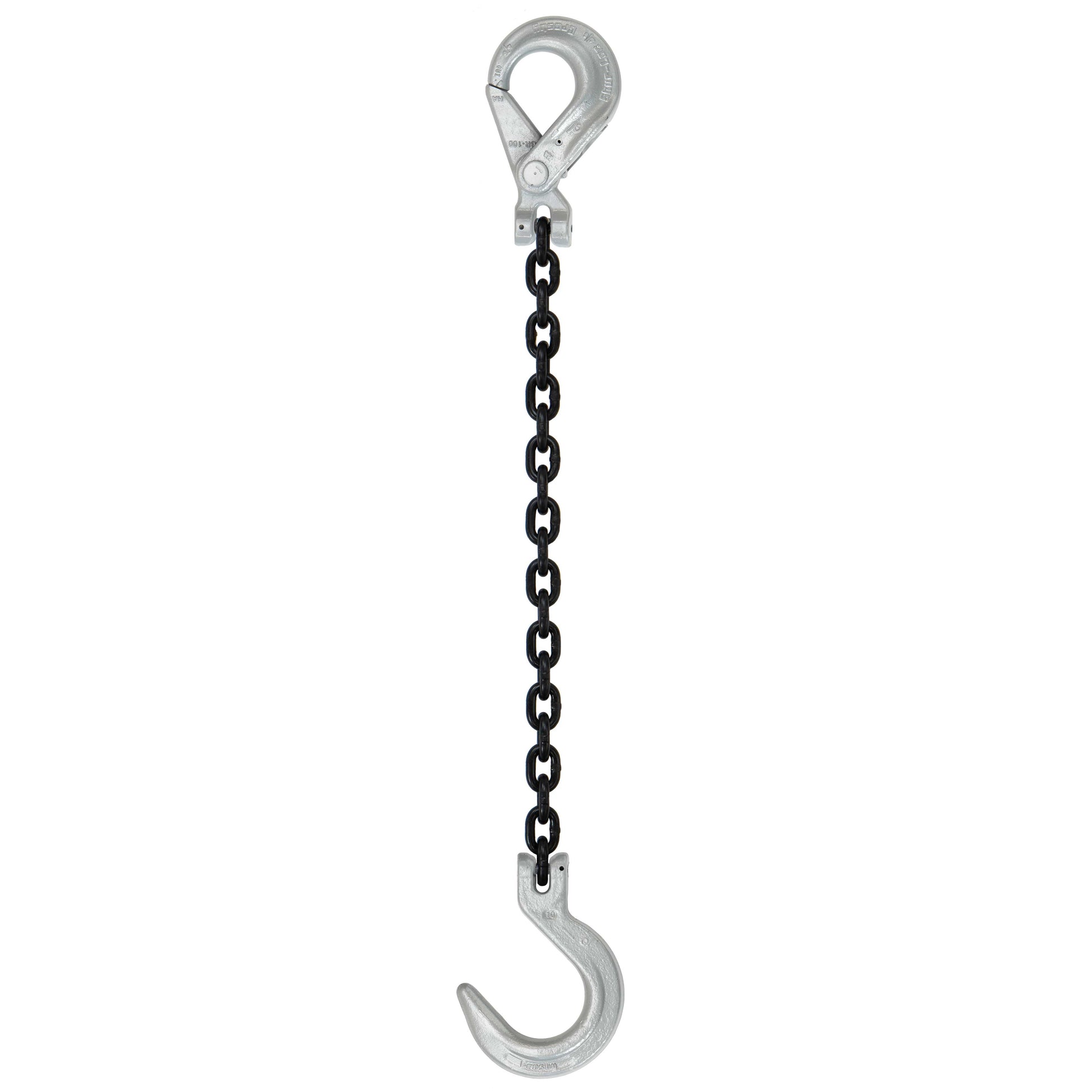 12 inch x 8 foot Crosby Single Leg Chain Sling w SelfLocking Foundry Hooks Grade 100 image 1 of 2
