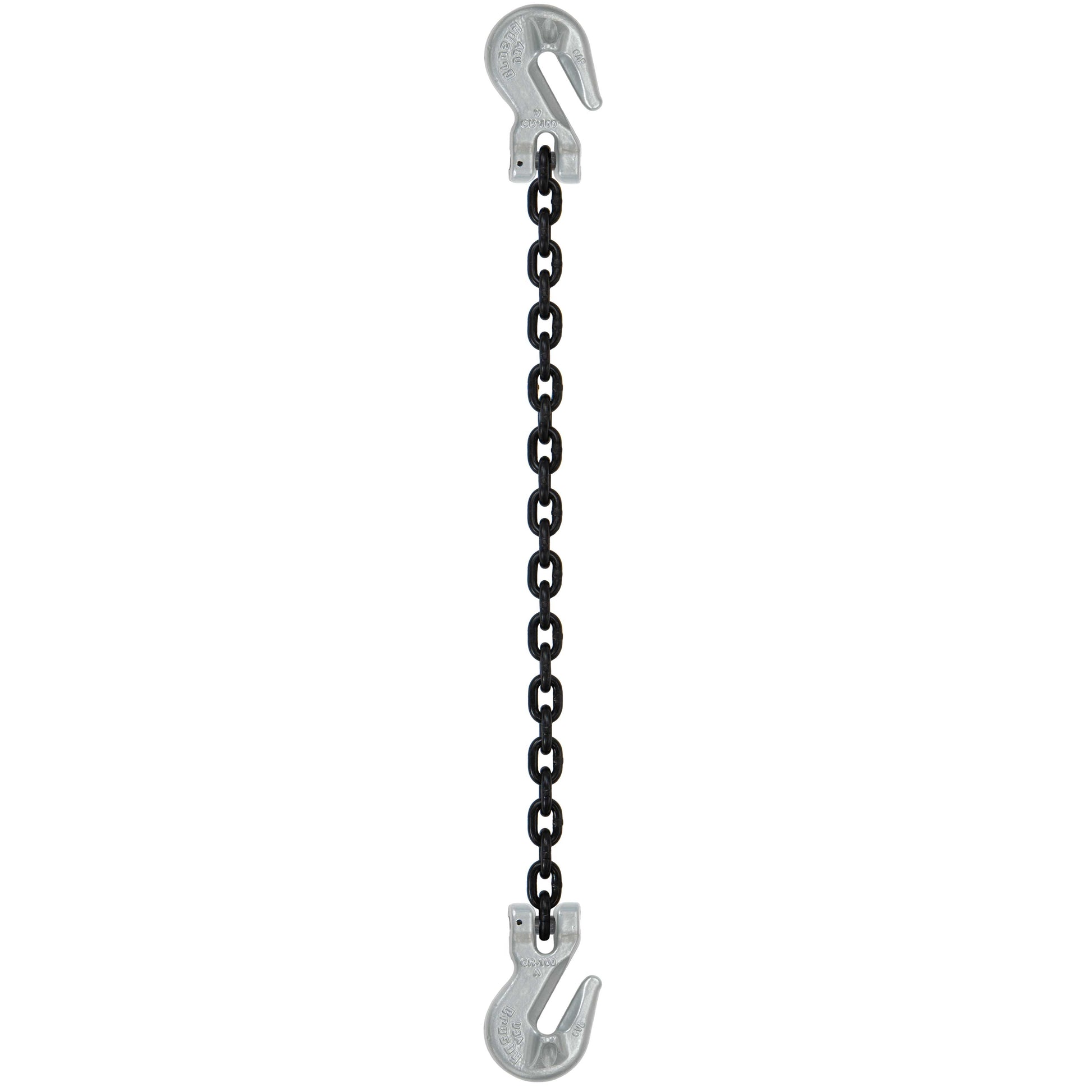 58 inch x 5 foot Crosby Single Leg Chain Sling w Grab & Grab Hooks Grade 100 image 1 of 2