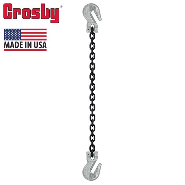 58 inch x 5 foot Crosby Single Leg Chain Sling w Grab & Grab Hooks Grade 100 image 2 of 2