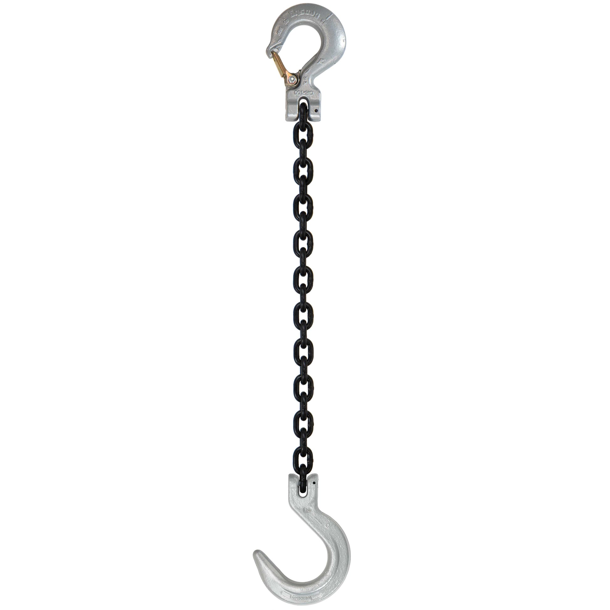 58 inch x 12 foot Crosby Single Leg Chain Sling w Sling & Foundry Hooks Grade 100 image 1 of 2