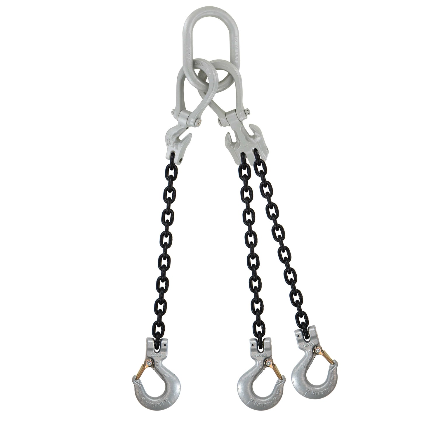 38 inch x 5 foot Crosby Adjustable 3 Leg Chain Sling w Sling Hooks Grade 100 image 1 of 2