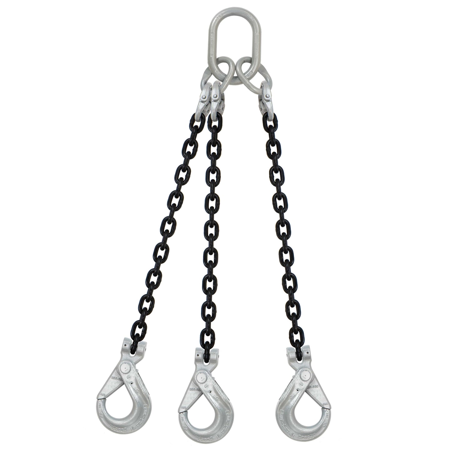 12 inch x 8 foot Crosby 3 Leg Chain Sling w SelfLocking Hooks Grade 100 image 1 of 2