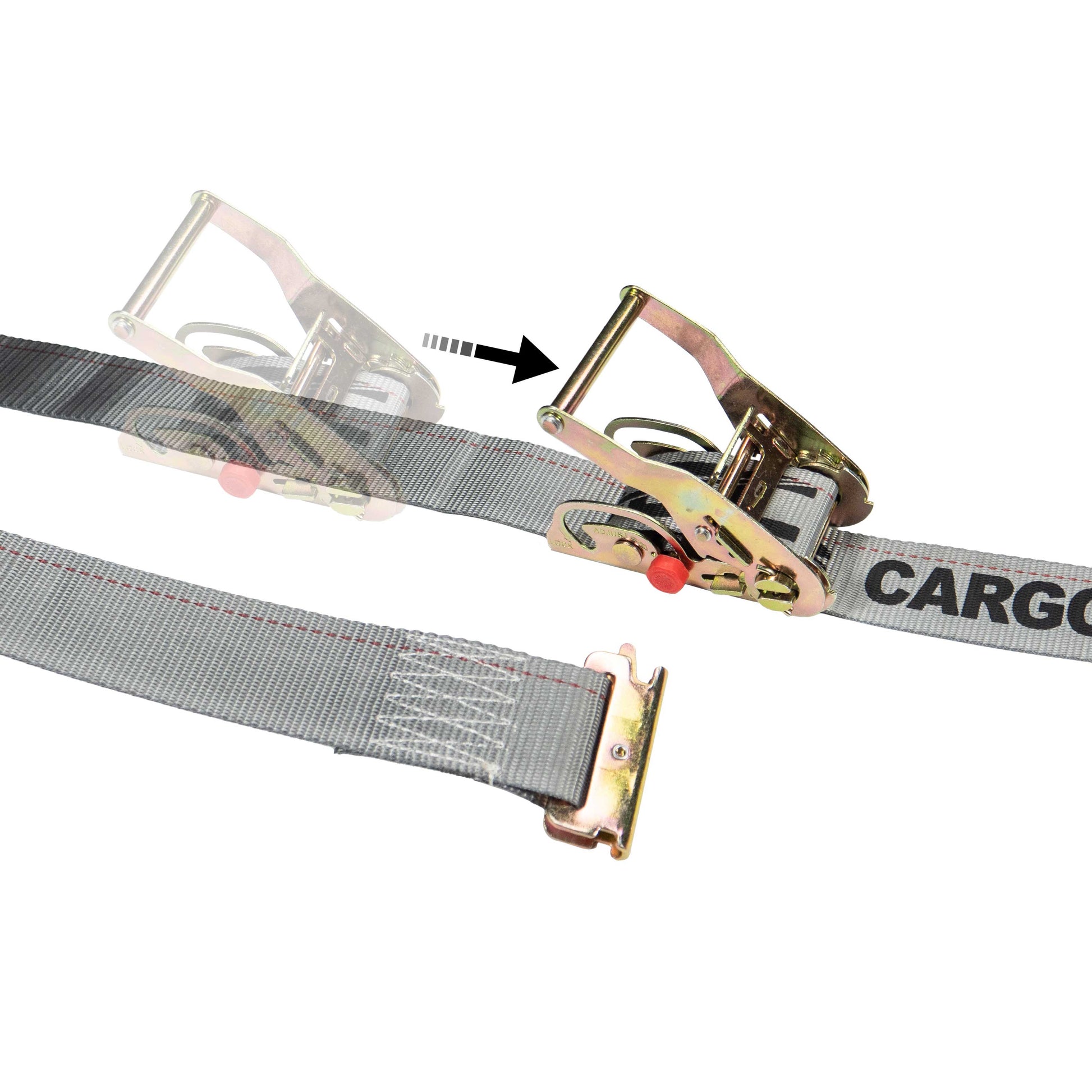 2 inch x 16 foot Gray Sliding E Track Ratchet Strap w Spring EFittings image 1 of 9