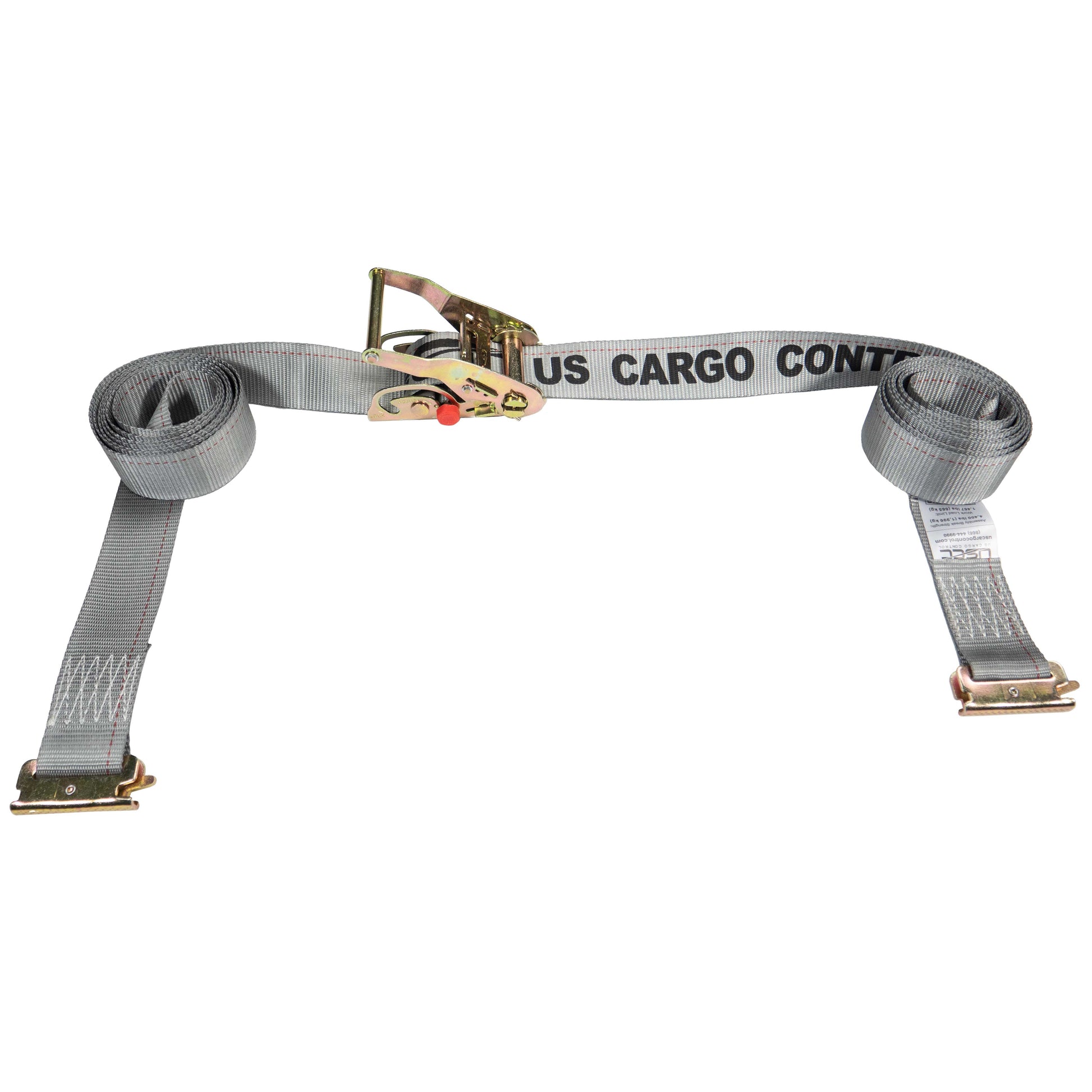 2 inch x 16 foot Gray Sliding E Track Ratchet Strap w Spring EFittings image 2 of 9