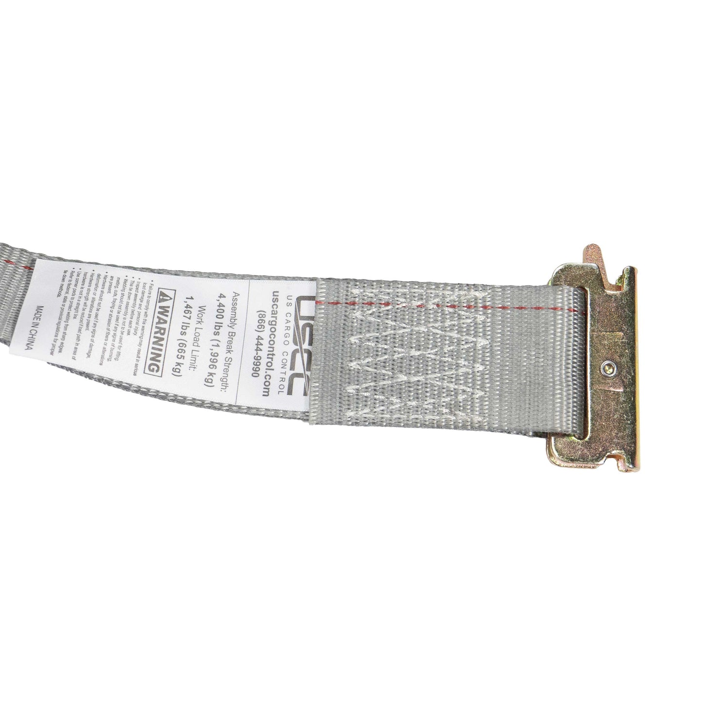 2 inch x 16 foot Gray Sliding E Track Ratchet Strap w Spring EFittings image 3 of 9