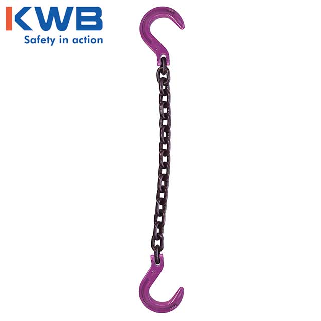 12 inch x 8 foot Single Leg Chain Sling w Foundry & Foundry Hooks Grade 100 image 2 of 2