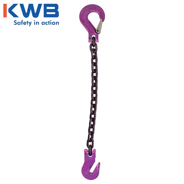 932 inch x 6 foot Single Leg Chain Sling w Grab & Sling Hooks Grade 100 image 2 of 2
