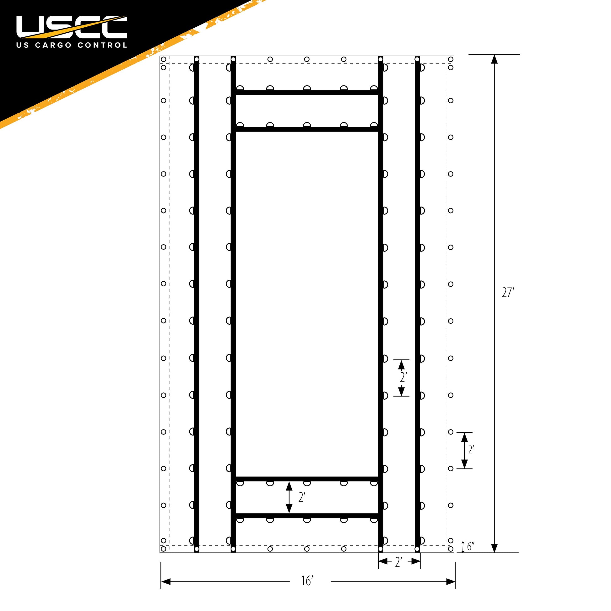 Lightweight Steel Tarp 16 foot x 27 foot (4 foot Drop) 14 oz Black Tarp image 6 of 9