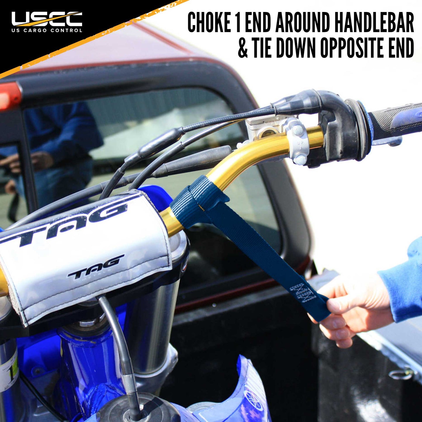 Motorcycle Handlebar Strap (Pair) Blue image 7 of 9