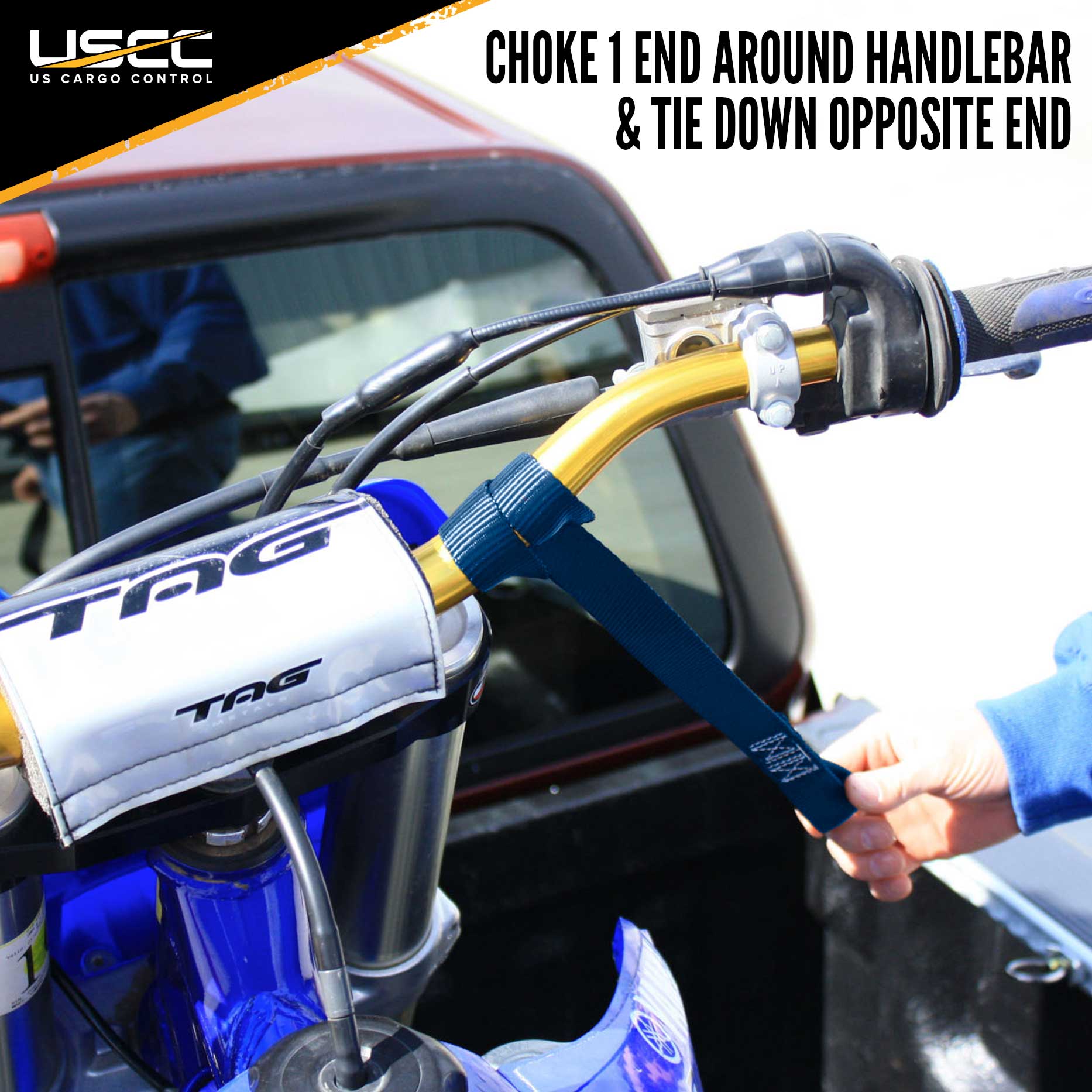 Motorcycle Handlebar Strap (Pair) Blue image 7 of 9